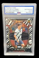 Luca De La Torre Signed 2022-23 Panini Select Zebra /25 Autographed RC PSA USMNT