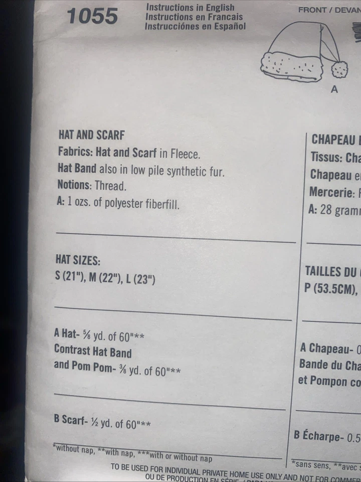 Simplicity Pattern A1055 all Sizes Hat and Scarf Uncut 2015 - Image 2 of 3