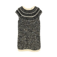 【Dresses】CHANEL Coco Mark Button Knit Dress Wool Nylon Black Ivory Gold