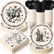 Pickmesh 400 Pcs Western Cowboy Party Plates and Napkin Decoration Wild West ...