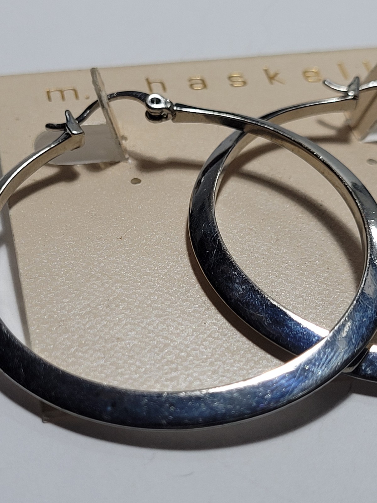 Silvertone M Haskell Large Round Dangle Hoop Hing… - image 2