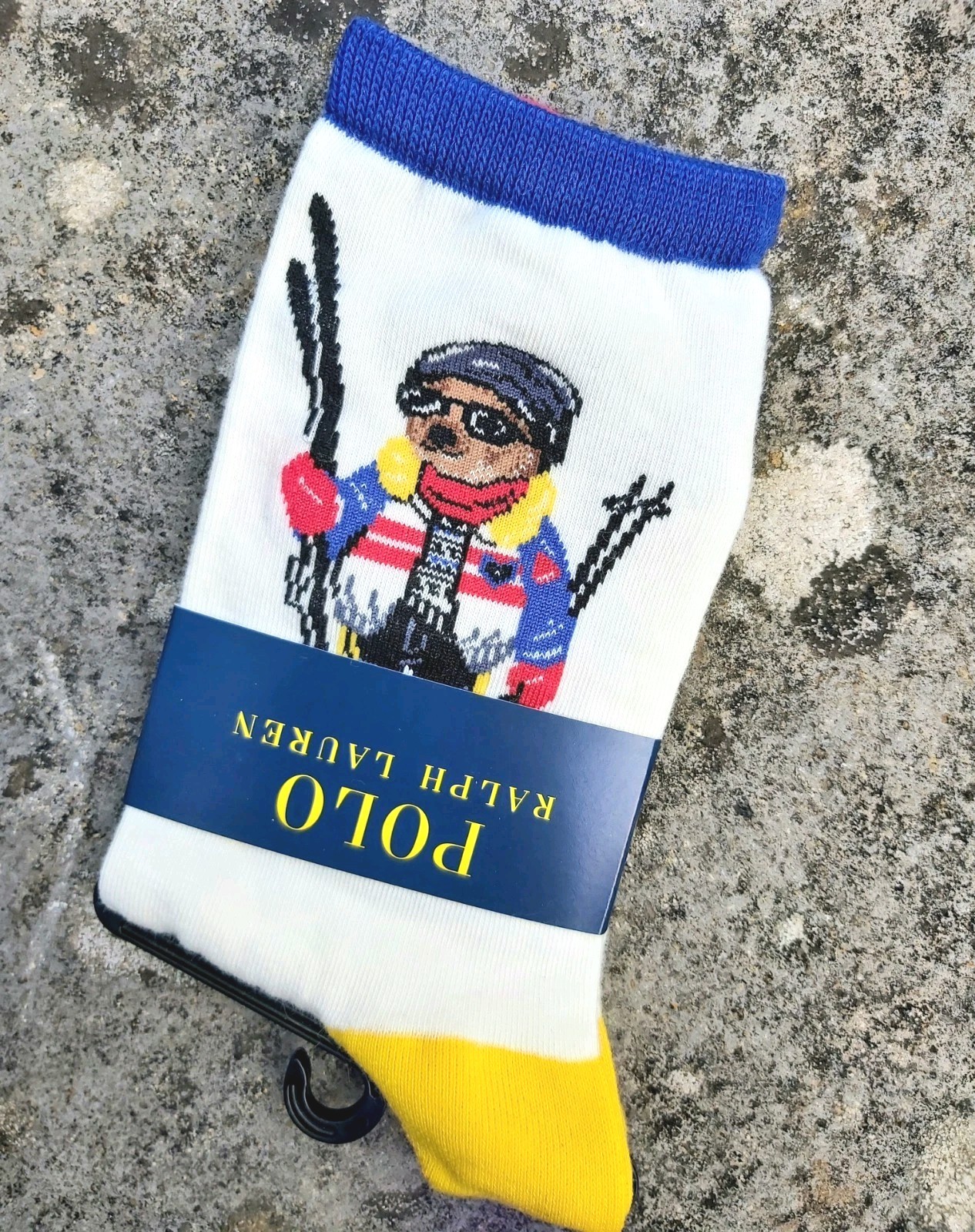 Genuine POLO RALPH LAUREN Ivory SKIING BEAR SOCKS Ski Adult UK 3-6 , 35-40 RL2