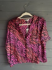 Primark Women's Pink Leopard Print Short & Shirt Pyjama Set Size Large Brand New