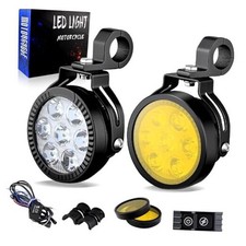 Motorcycle Auxiliary Lights LED Spotlights Driving Fog Light, White/Amber 5