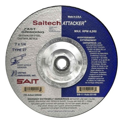 United Abrasives SAIT 20148 7x5/8-11 Saitech Attacker Grinding Wheel 10 pack
