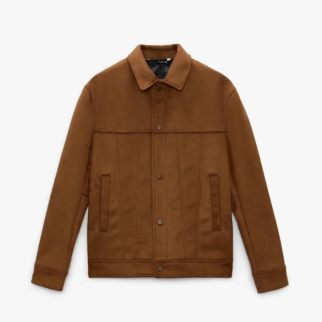 Men's Jacket Suede Lapel Single Breasted Long Sleve Outerwear & Coats Spring Aut