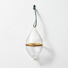 Hinged Fluted Tear Glass Christmas Tree Ornament Hearth  Hand By Magnolia- NWT