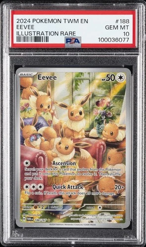 2024 POKEMON TWM EN-TWILIGHT MASQUERADE ILLUSTRATION RARE #188 EEVEE PSA 10