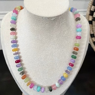 Second Bloom Studio Artisan Made Multi Gemstone Confetti Necklace 20.25'' Rainbow