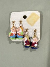 The Disney Store Seven Dwarves 2 Pairs Of Vintage Earrings Pierced Snow White