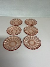 6 kleine Kuchenteller Glas Rosè mit Schliff D15cm