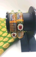 Gold Plated Bangle kundan menakari antitarnish rajwari 2.4size