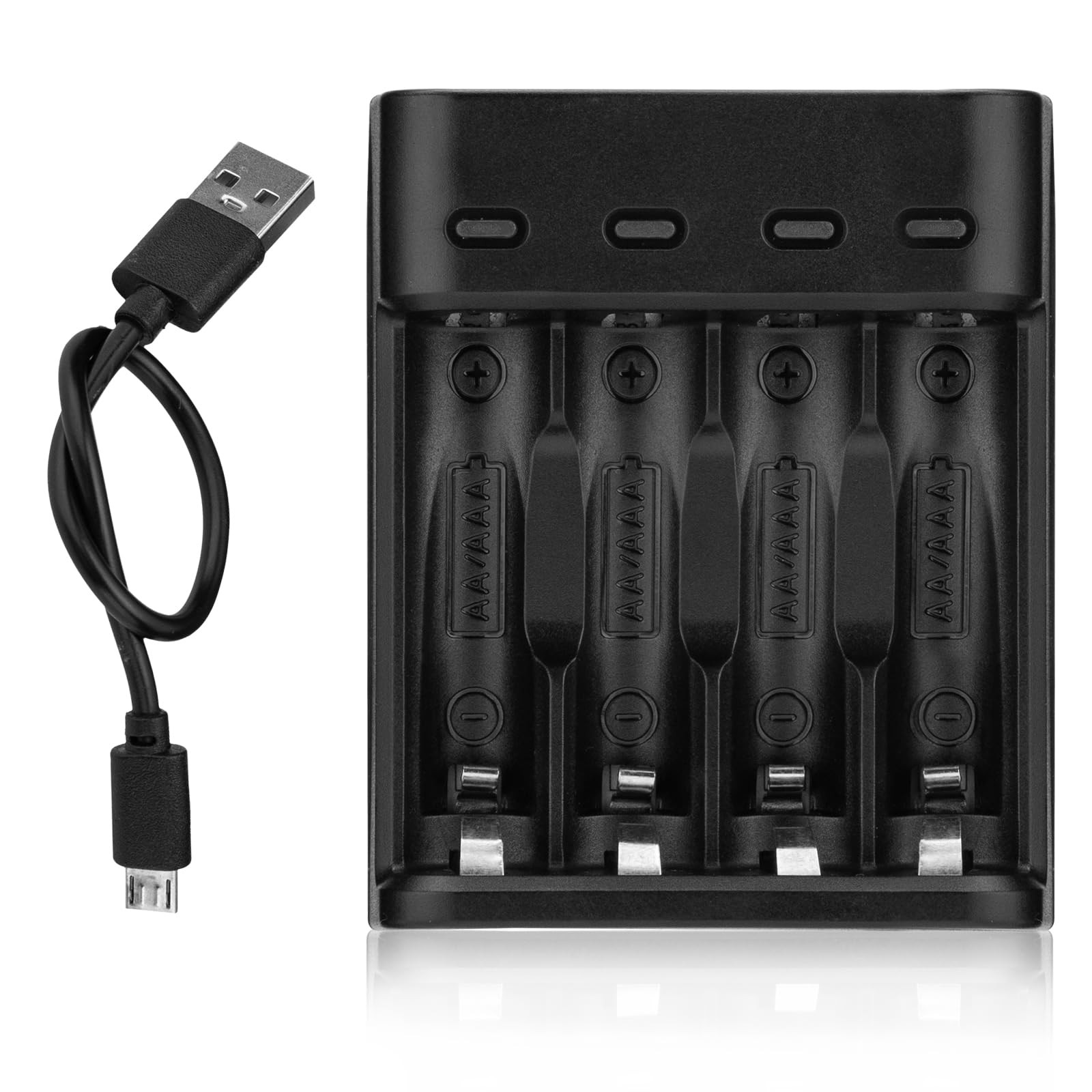 4 Bay AA AAA Battery Charger, USB Battery Charger for 1.2V NiMH NiCD Recharge...