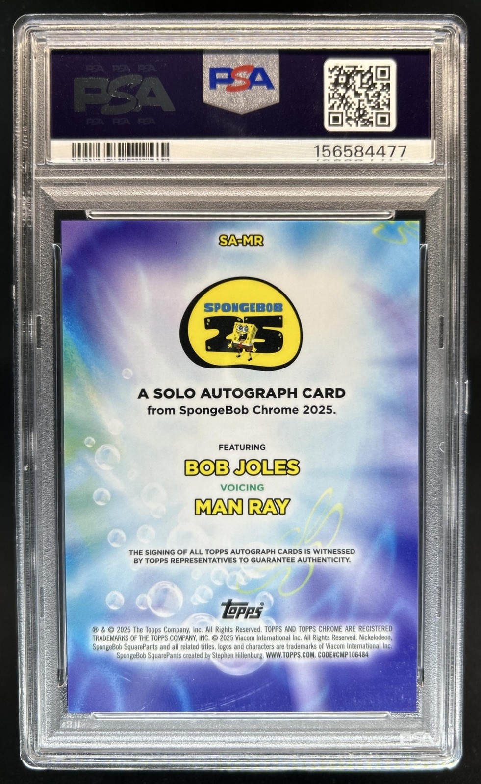 2025 Topps Chrome SpongeBob Squarepants Bob Joles Auto Man Ray #SA-MR PSA 9 view 2