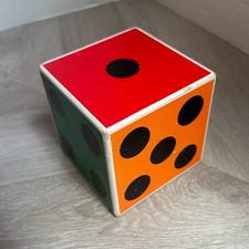 Large Wooden Die Dice Multicolor Primary Colors Game Novelty Home Decor 5" Cube