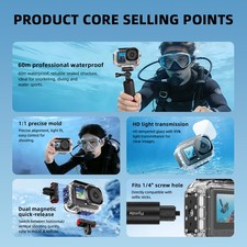 60M Underwater Camera Housing Diving Accessories for DJI OSMO ACTION 6