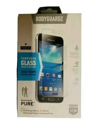 Paquete de 3 protectores de vidrio puro Bodyguardz para Galaxy J3 2016 y Express Prime Foto 2 de 4
