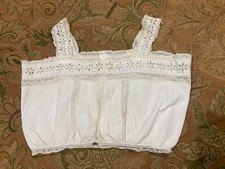 Antique Edwardian Corset Cover Camisole Eyelet Lace Cotton 1900s Lingerie