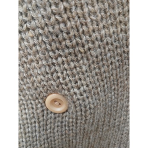Pos Vintage Brown Pure Wool Knit Double Breasted Cardigan w/ Pockets M - Picture 5 of 7