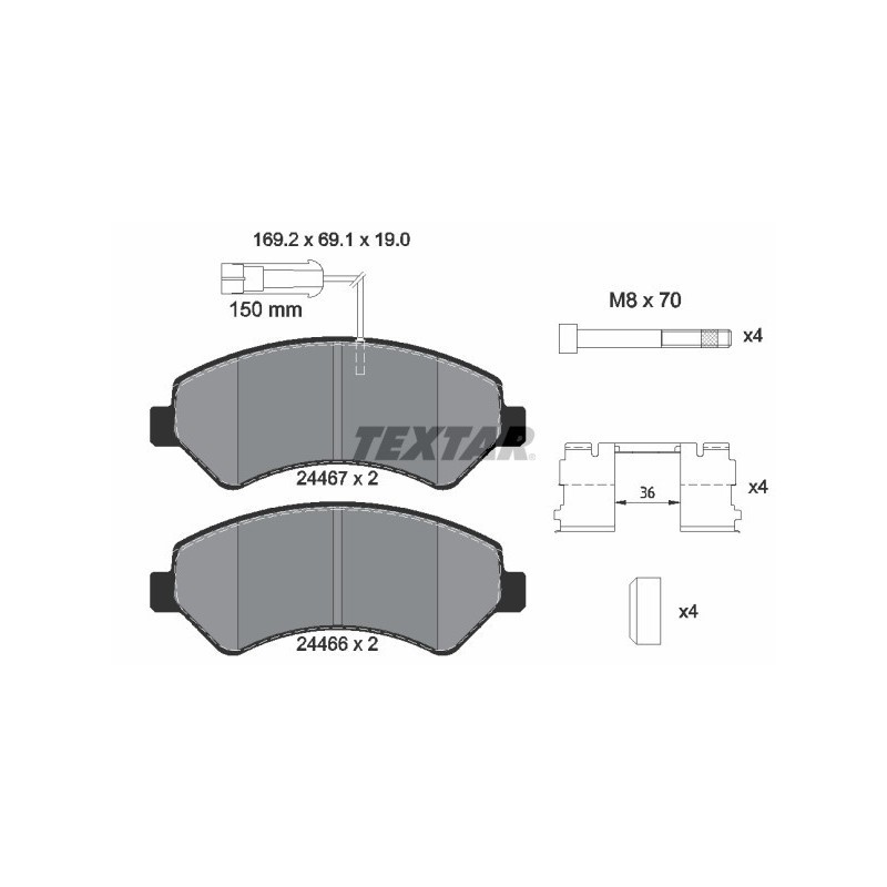 TEXTAR 2446701 Brake Pads Set Front for Ducato Boxer JUMPER Movano