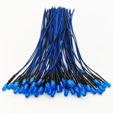 50pcs 3V-4.5V-5V-6V-7.5V-9V-12VDC 5mm Blue LED Lights Emitting Blue-5mm-12V