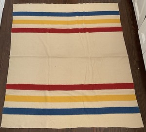 Wool Striped Camp Blanket 84 X 74