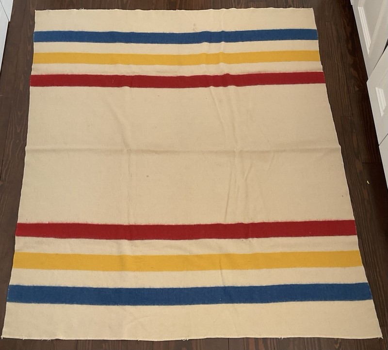 Wool Striped Camp Blanket 84 X 74