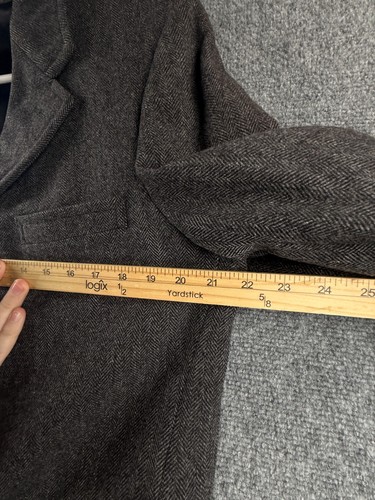 VTG Brooks Brothers Wool Herringbone Gray Overcoat USA 39R Lined Long Business - Picture 9 of 17