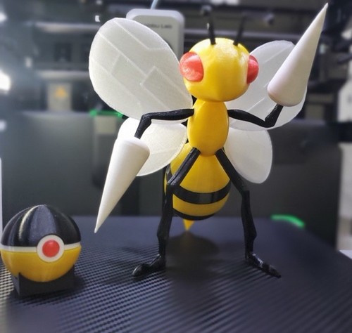 Modellino artistico personalizzato Pokémon BEEDRILL & Pokeball 7" STAMPATO 3D - Foto 6 di 7