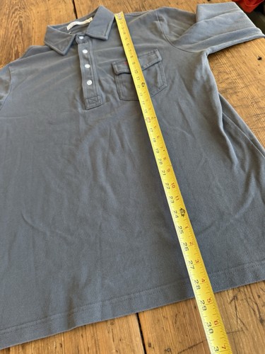 Criquet Long Sleeve Polo Shirt Pocket Solid Dark Gray Collared Mens Sz M - Picture 6 of 8
