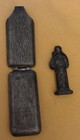 Vintage Small Religious Saint Statue Figurine with Metal Case — photo 2