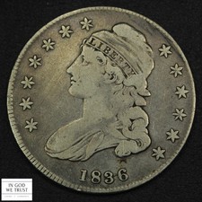 1836 Lettered Edge Capped Bust Silver Half Dollar 50C