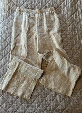 IC by Connie K Beige 100 Linen Pull-On Ankle Length Cropped Pant Beachy Chic S