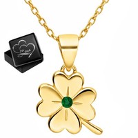 925 Silber Gold Kette Damen Kleeblatt GlüCksbringer Geschenk FüR Damen Frauen