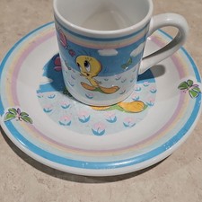 Vintage Warner Bros. Looney Tunes Tweety Bird plate and cup by Zak Designs