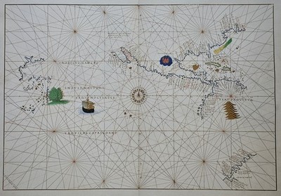 Portolan Map West Indies & N South America   Battista Agnese Atlas Plate 5