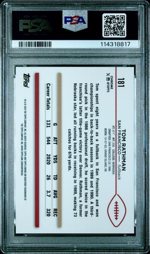 2024 Topps Chrome Tom Rathman #181 4/5 PSA 9 Red Geometric Color Match 49ers - Picture 2 of 2