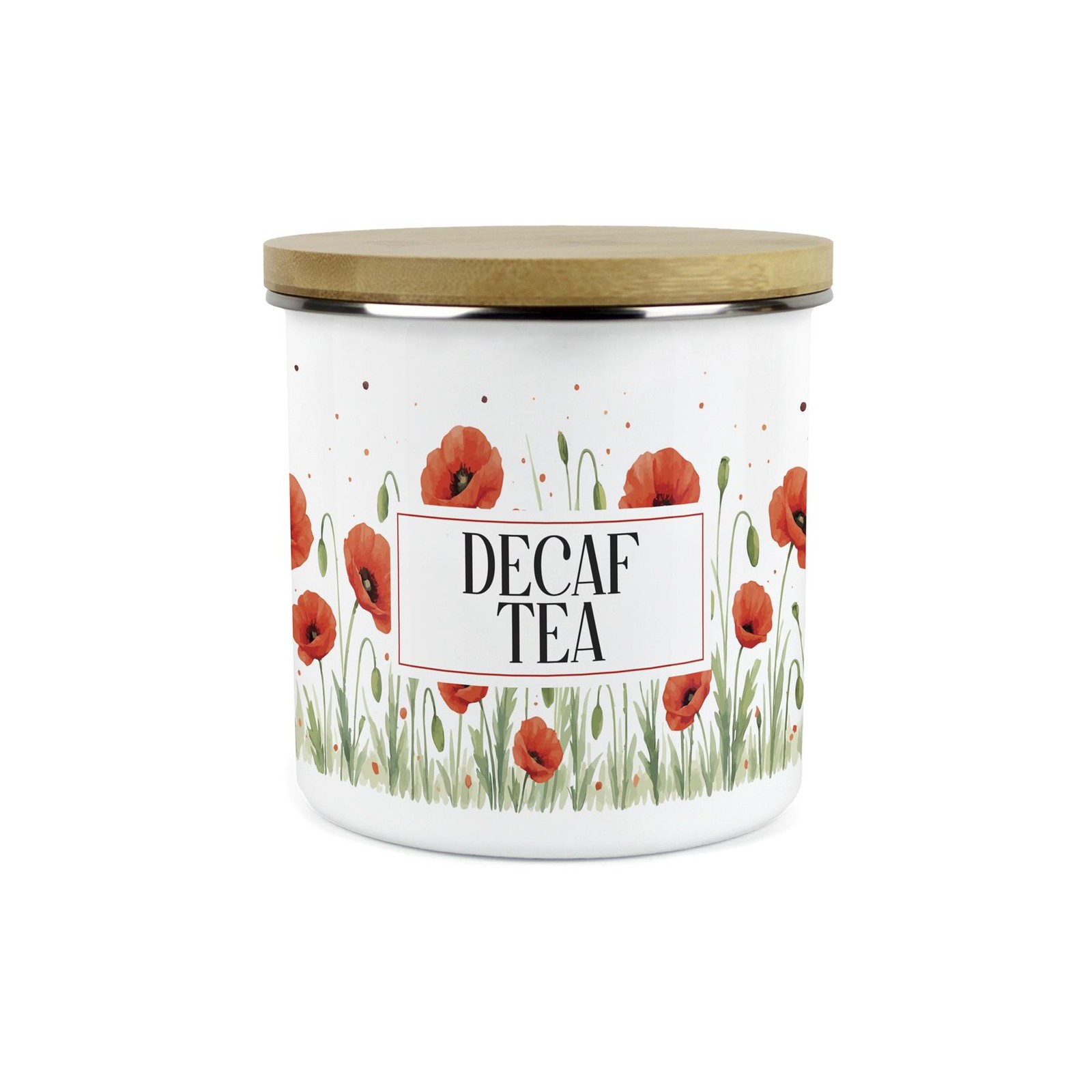 Summer Poppies Decaf Tea Canister - 1.2L Floral Large Kitchen Storage Jar Gift