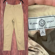 St John Sport By Marie Gold Accent High Rise Straight Leg Trousers Size 2 Tan