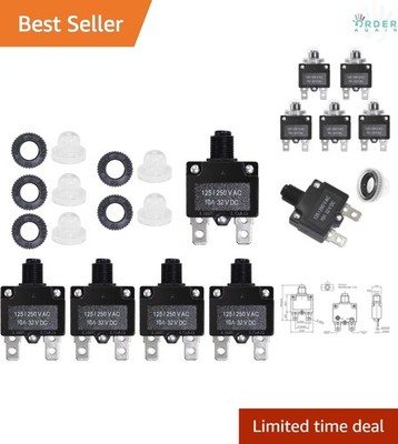 5PCS 10Amp Circuit Breakers Waterproof Manual Reset AC/DC Auto Marine Industrial