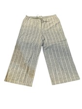 Eileen Fisher Hemp Organic Cotton Ankle Pants Pull On Stripped Gray Drawstring