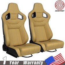 2 Pcs Vinyl Leather Reclinable Racing Seats Fo Bmw With Dual-slider Yellow
