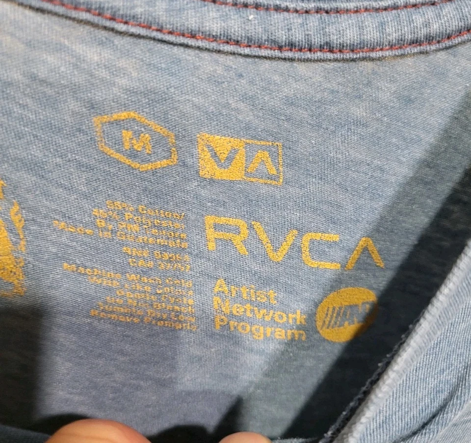 RVCA Surf Skate Print T Shirt Mens Medium Blue - Image 3 of 4
