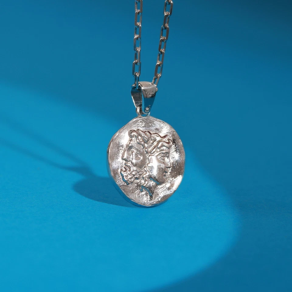 Collana con moneta romana Giano - ciondolo con moneta in argento sterling... - Immagine 3 di 4