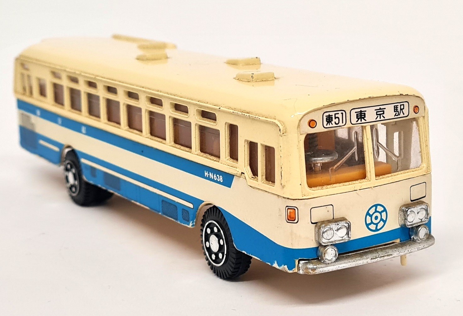 Yonezawa Toys Diapet 19cm Mitsubishi Fuso Bus Cream / Blue Diecast Bus