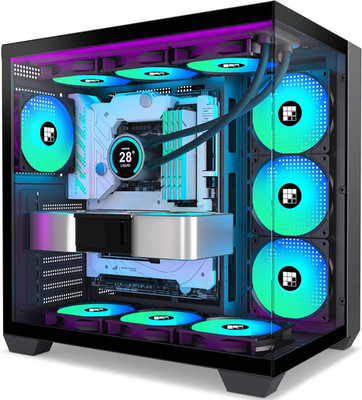 F600 PC Case - Pre-Installed 7 PWM ARGB Fan, ATX Mid-Tower Gaming PC Case, 270°