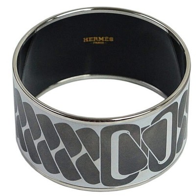 Hermes Bangle Bracelet Large Thick XL Size 65 Clic Cest White Platinum Silver Ha