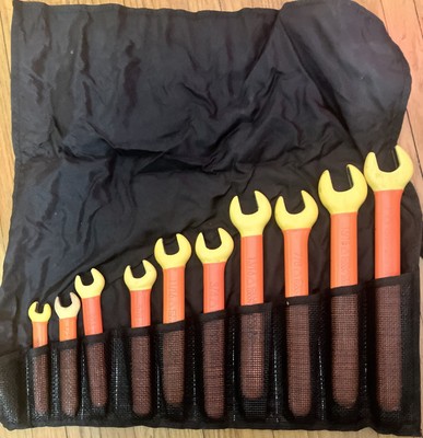Set of 10 Cementex 1000V Insulated Open End Wrenches w/Case