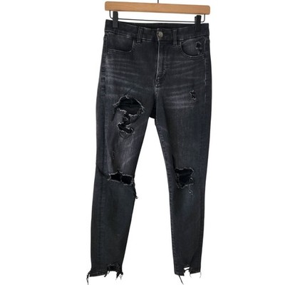 American Eagle Curvy Super Hi-Rise Jegging Black Skinny Jeans Stretch Women's 4
