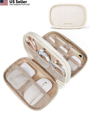 BAGSMART Electronics Organizer Travel Case, Cord Small, A-Double Layer Beige